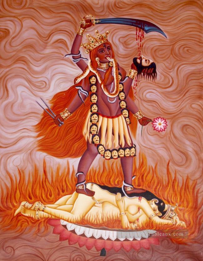 Manifestation de la déesse Kali comme Tara d’Inde Peintures à l'huile